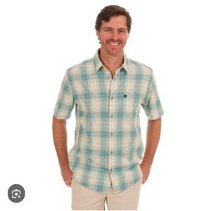 Fish Hippie Co Men's Casual Blue Plaid Shirt